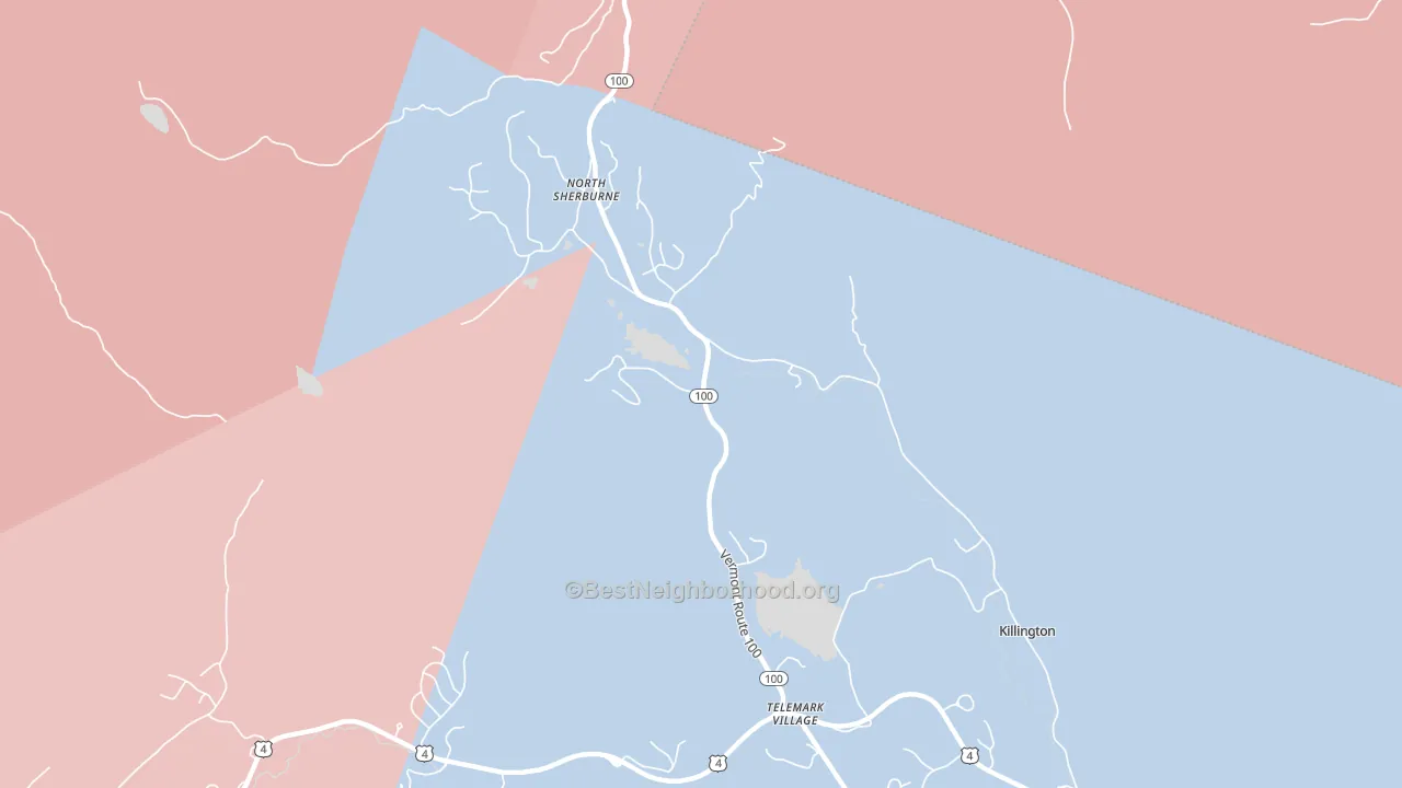 North Sherburne, VT block-group political-lean map