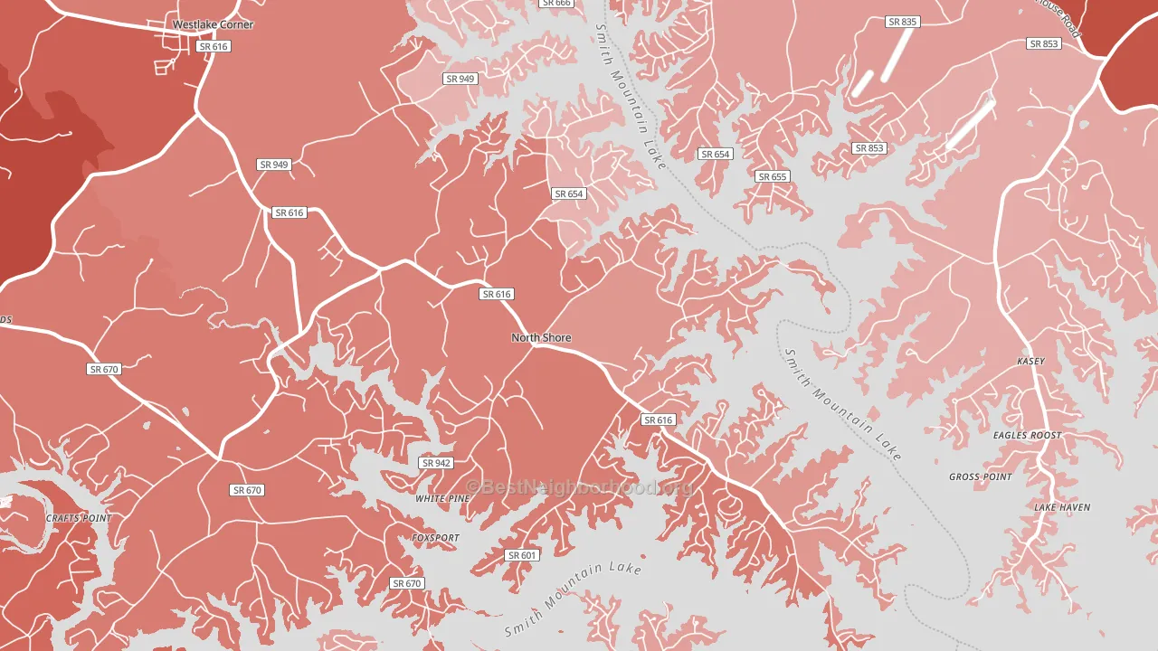 North Shore, VA block-group political-lean map