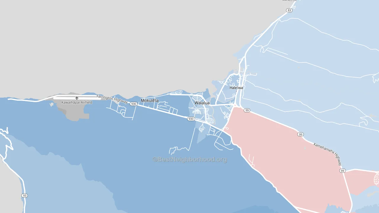 North Shore Waialua, Waialua, HI block-group political-lean map