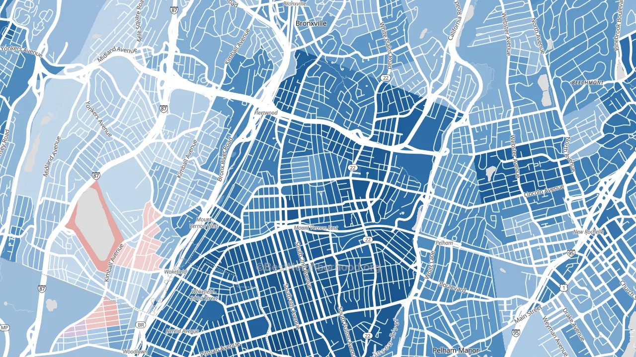 North Side, Mount Vernon, NY block-group political-lean map