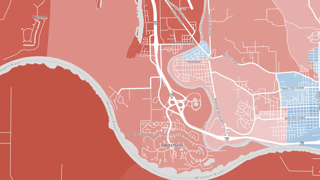 North Sioux City, SD block-group political-lean map