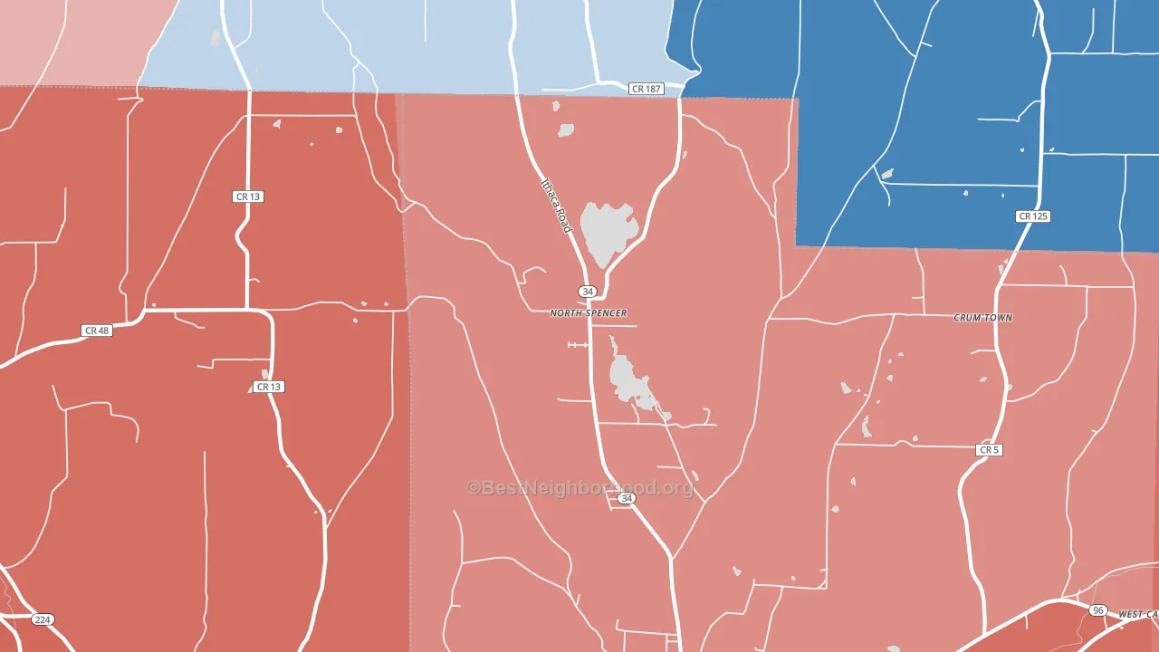 North Spencer, NY block-group political-lean map