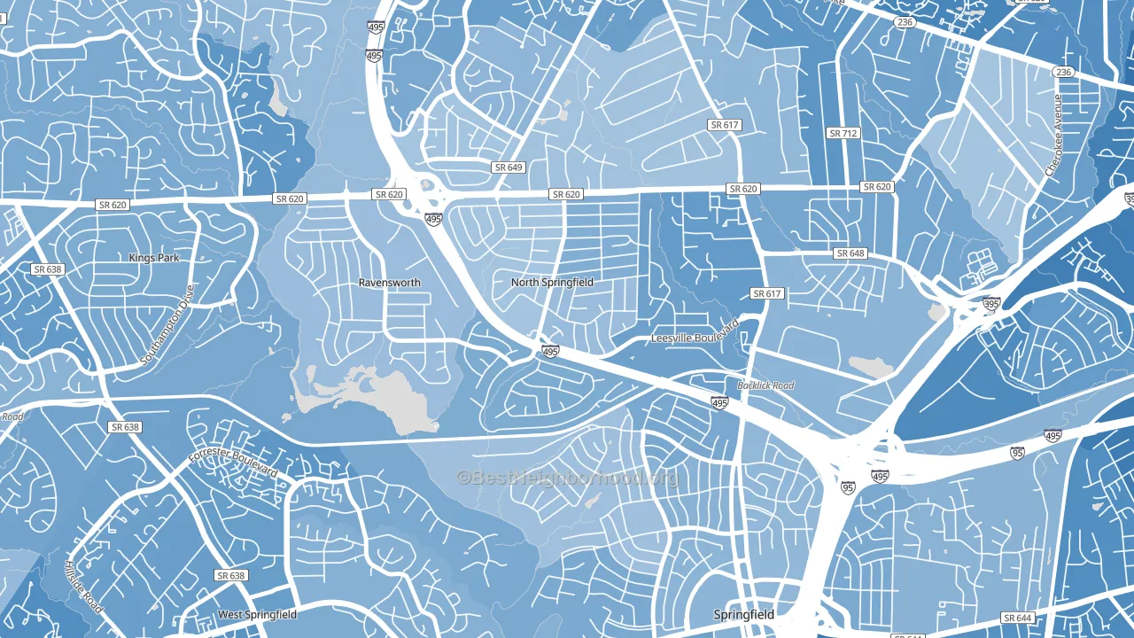 North Springfield, Springfield, VA block-group political-lean map
