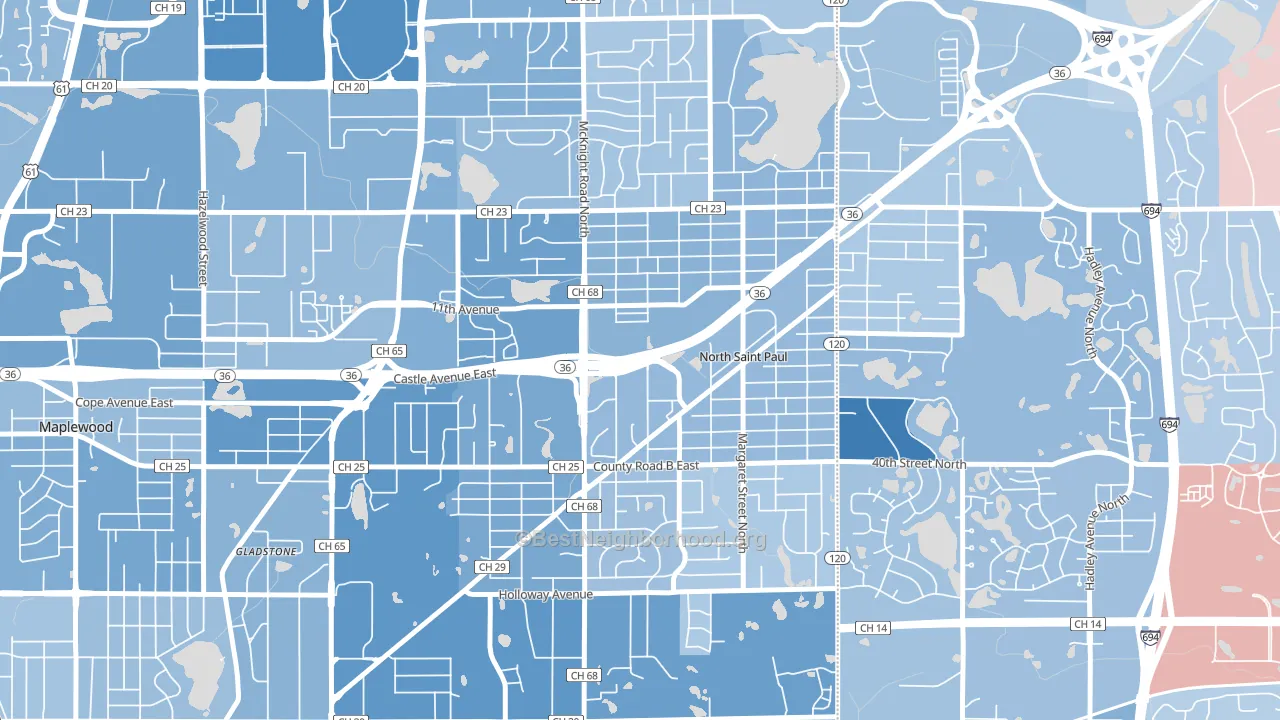 North St. Paul, MN block-group political-lean map