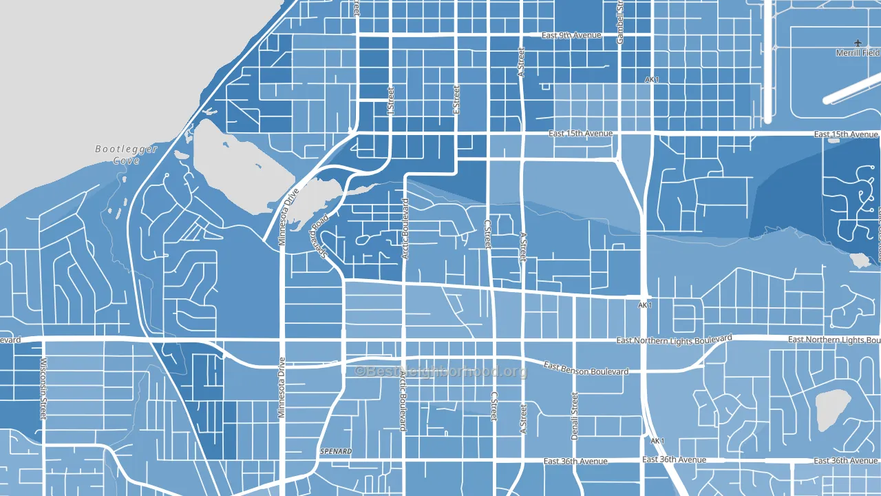 North Star, Anchorage, AK block-group political-lean map