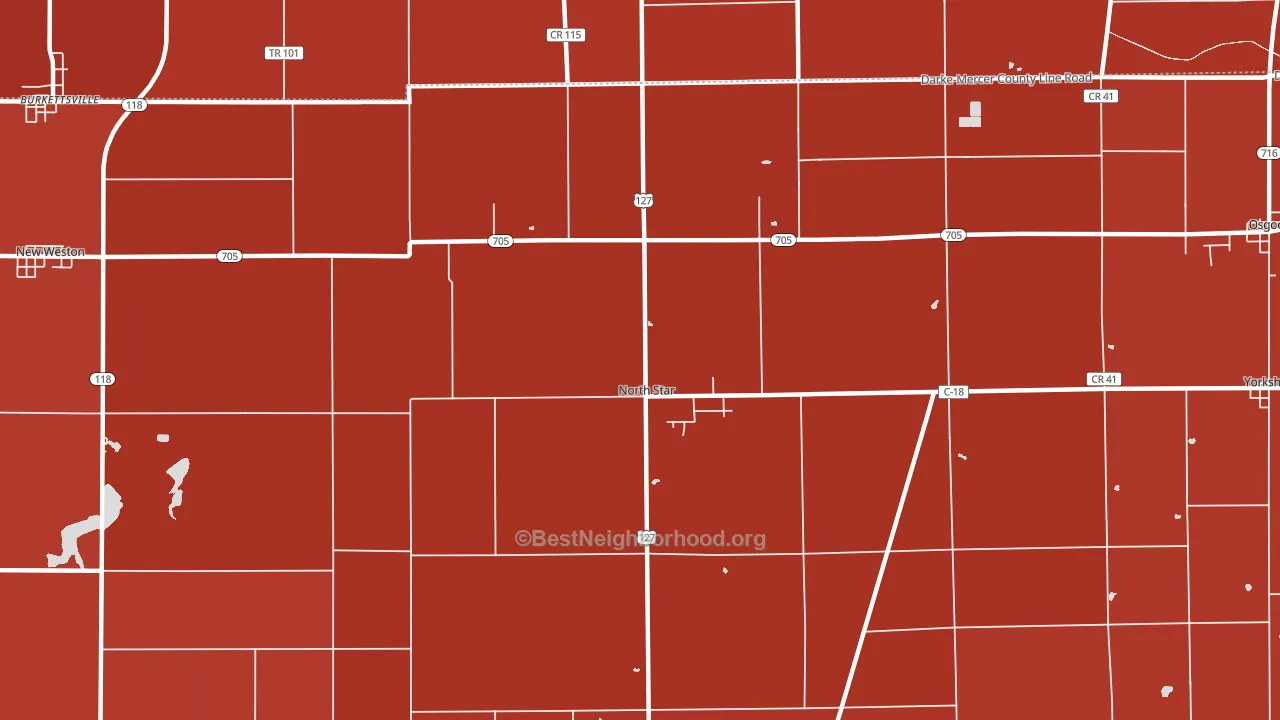 North Star, OH block-group political-lean map