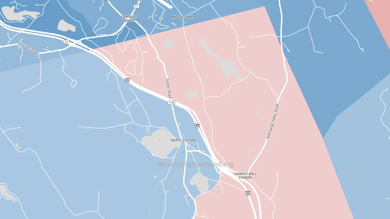 North Sutton, NH block-group political-lean map