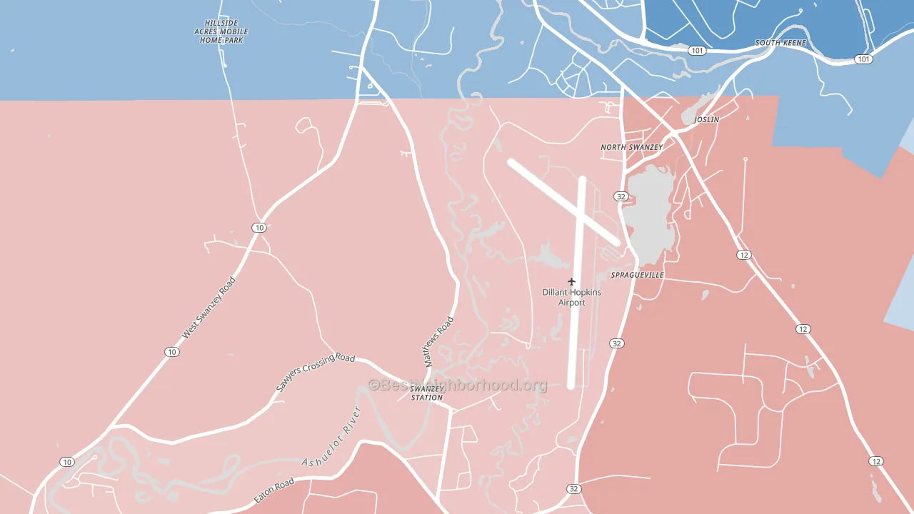 North Swanzey, NH block-group political-lean map