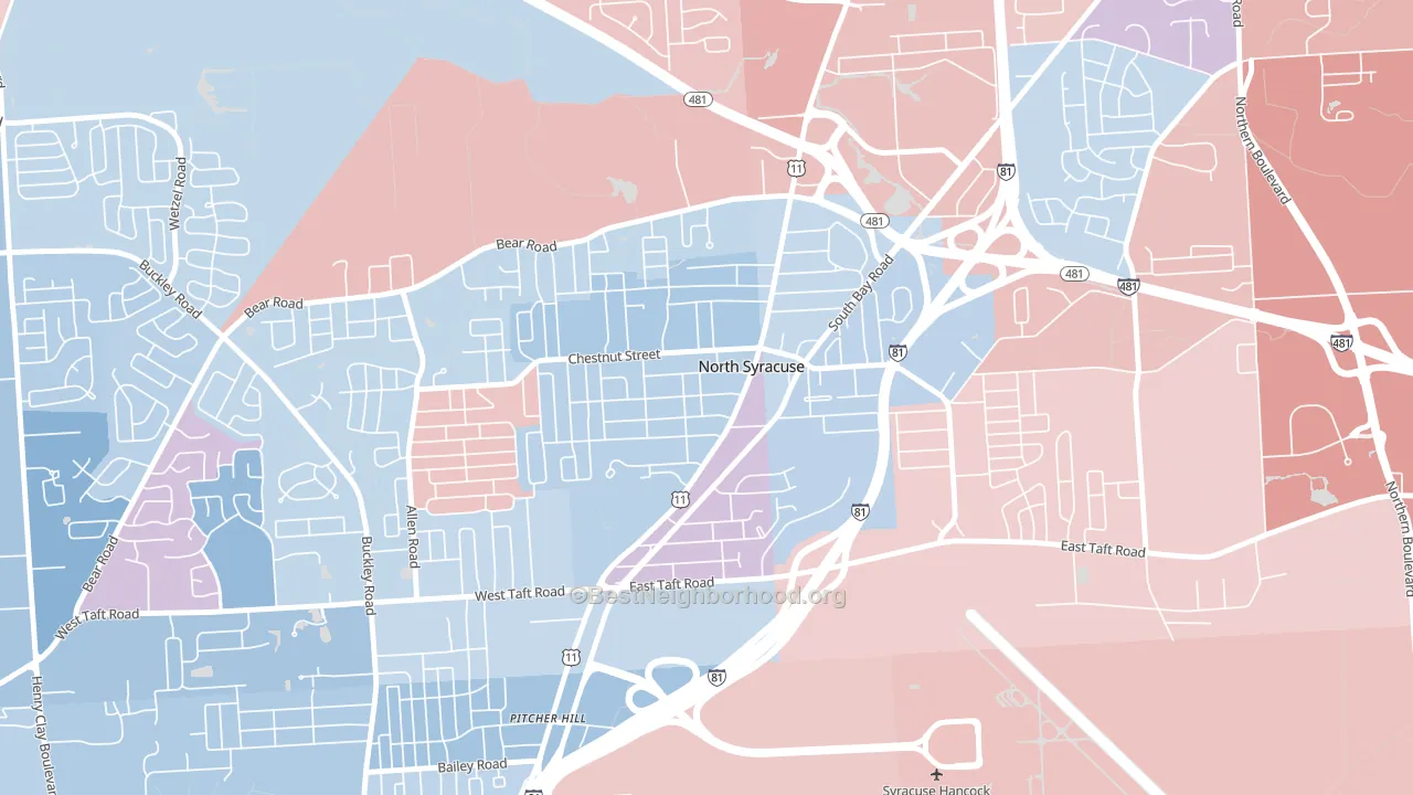 North Syracuse, NY block-group political-lean map