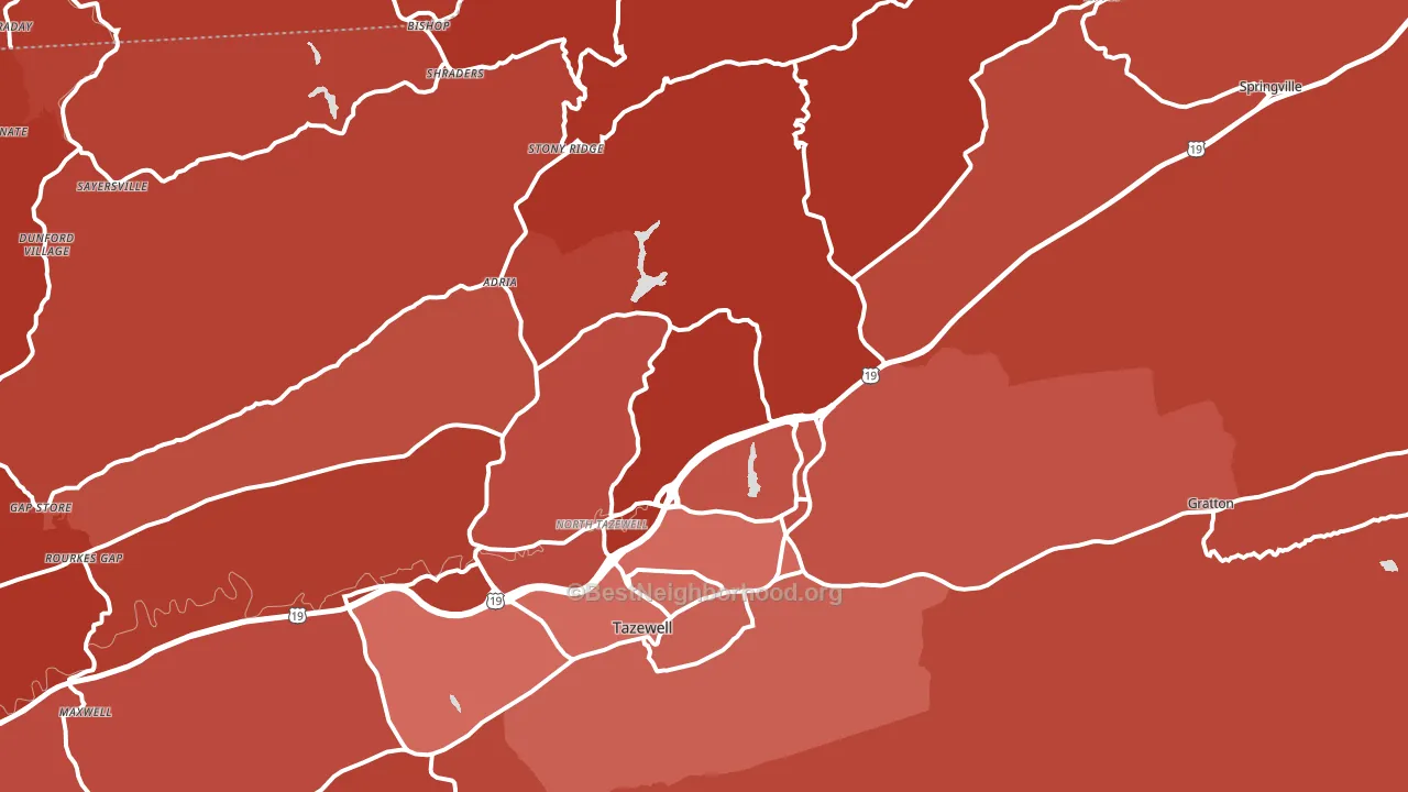 North Tazewell, VA block-group political-lean map