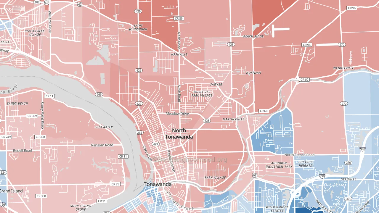 North Tonawanda, NY block-group political-lean map