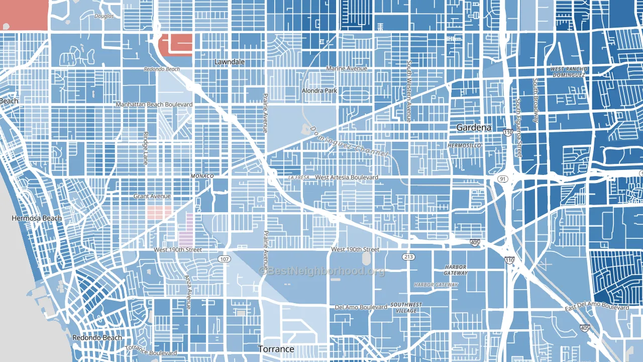 North Torrance, Torrance, CA block-group political-lean map