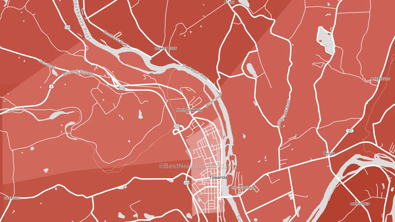 North Towanda, PA block-group political-lean map