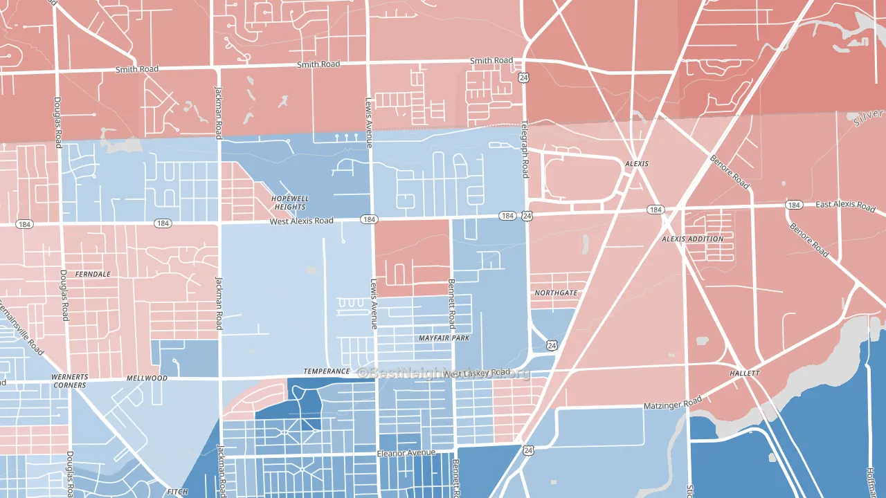 North Towne, Toledo, OH block-group political-lean map