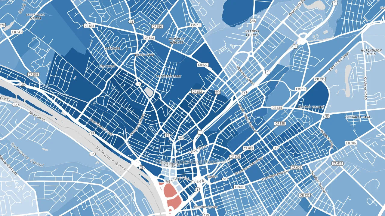 North Trenton, Trenton, NJ block-group political-lean map