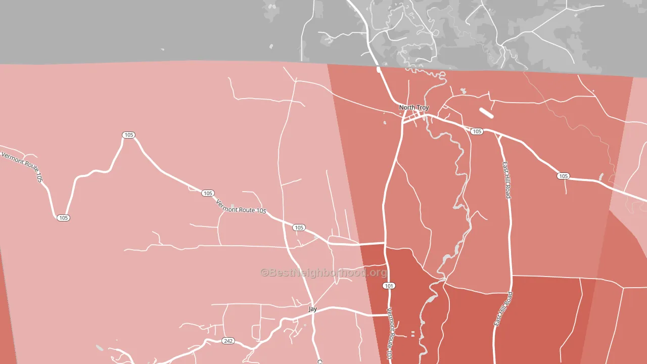 North Troy, VT block-group political-lean map