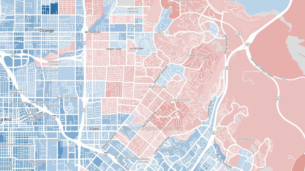 North Tustin, CA block-group political-lean map