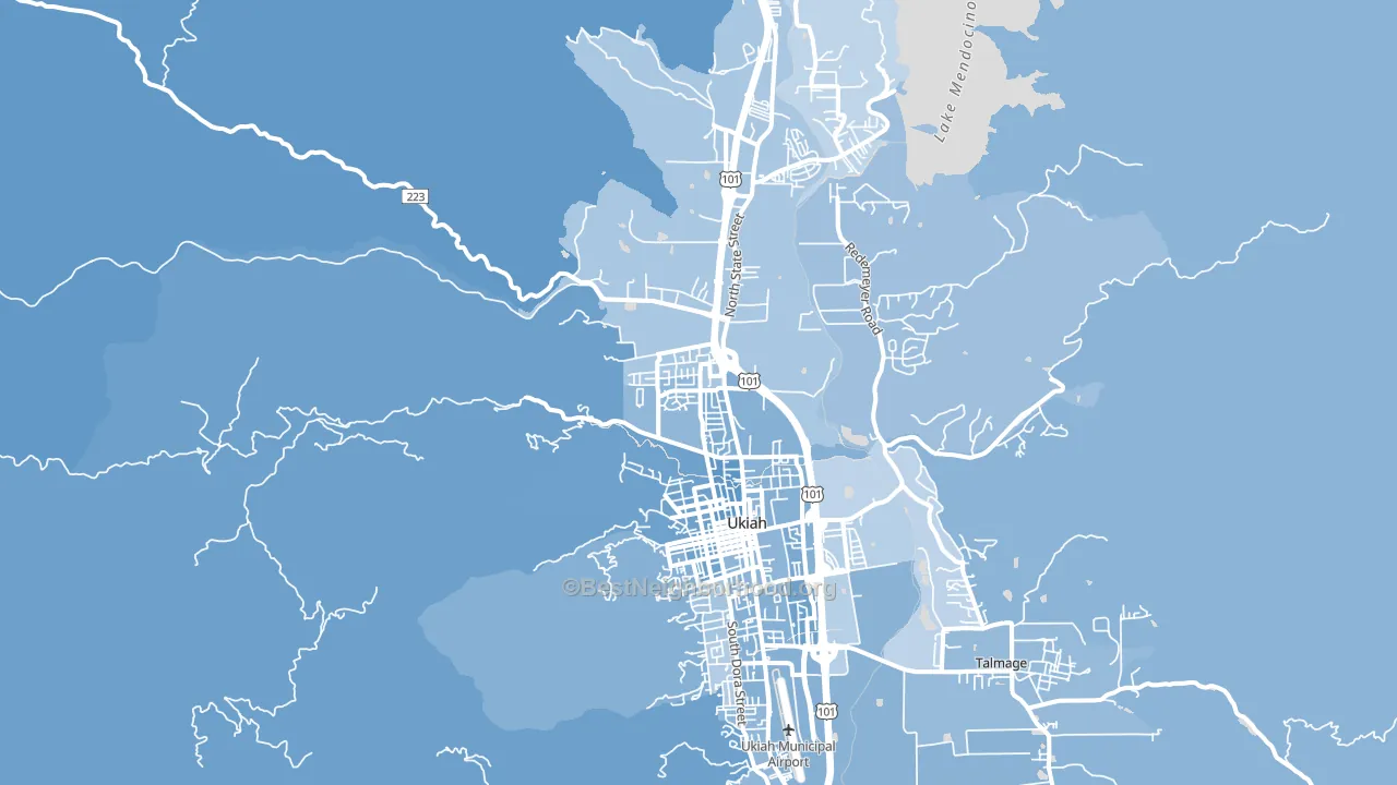 North Ukiah, Ukiah, CA block-group political-lean map