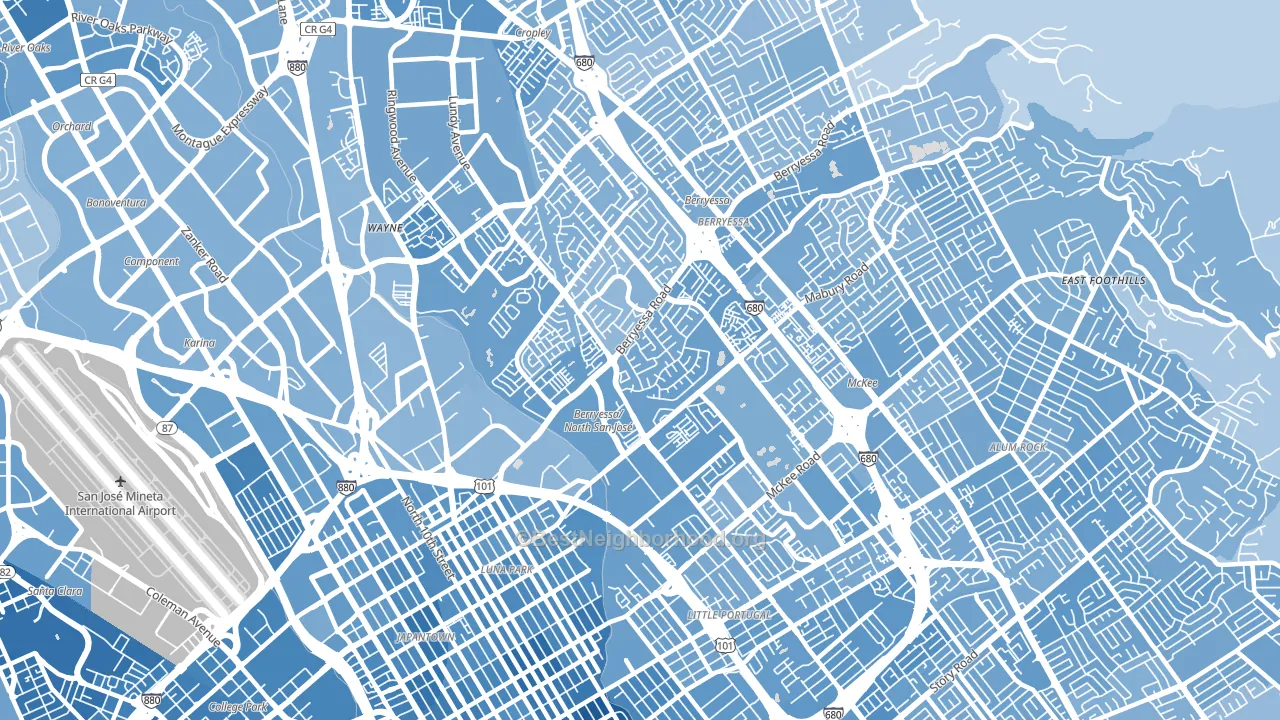 North Valley, San Jose, CA block-group political-lean map
