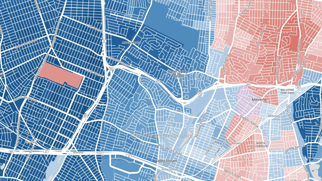 North Valley Stream, NY block-group political-lean map