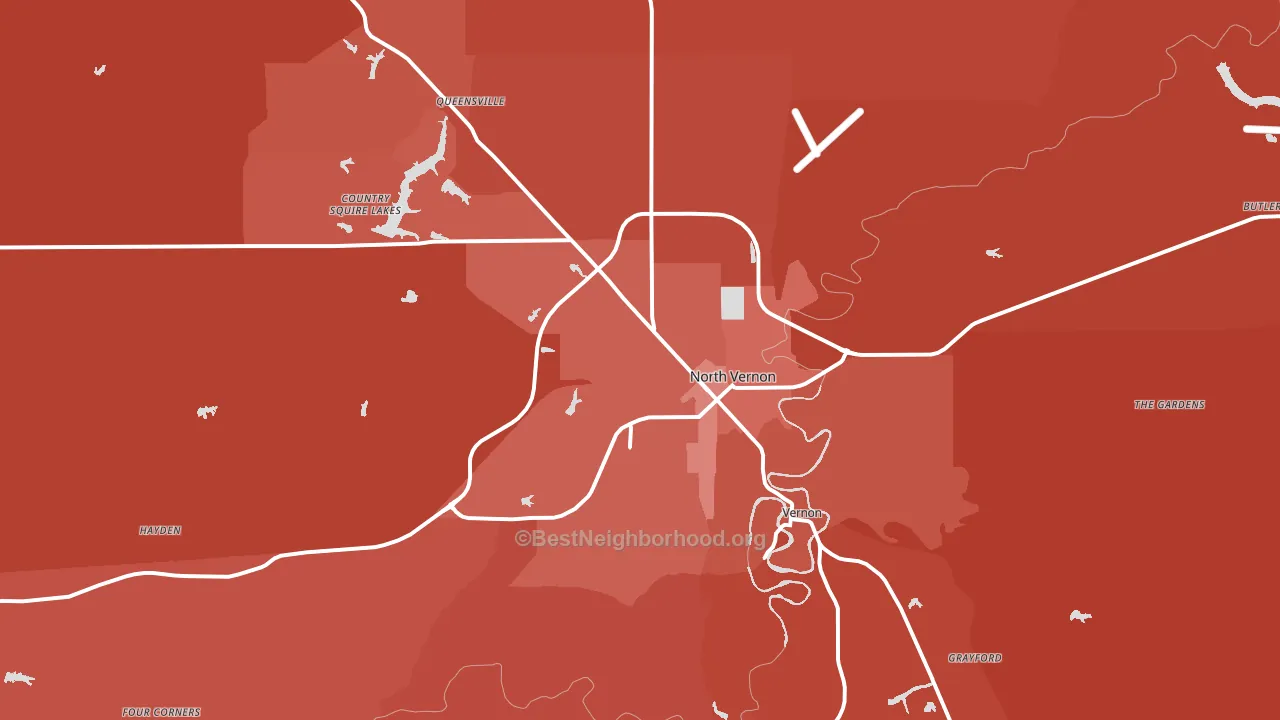 North Vernon, IN block-group political-lean map