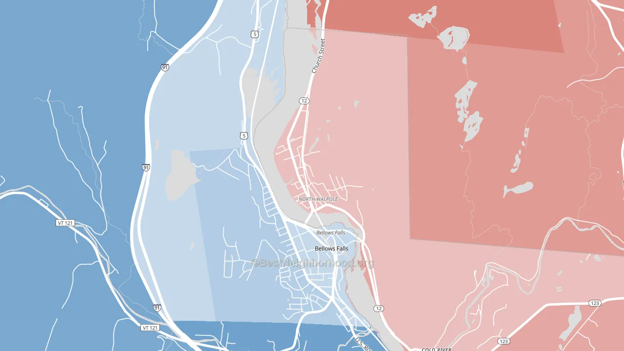 North Walpole, NH block-group political-lean map