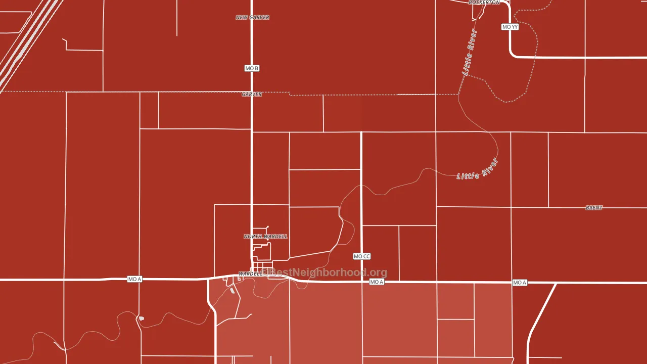 North Wardell, MO block-group political-lean map
