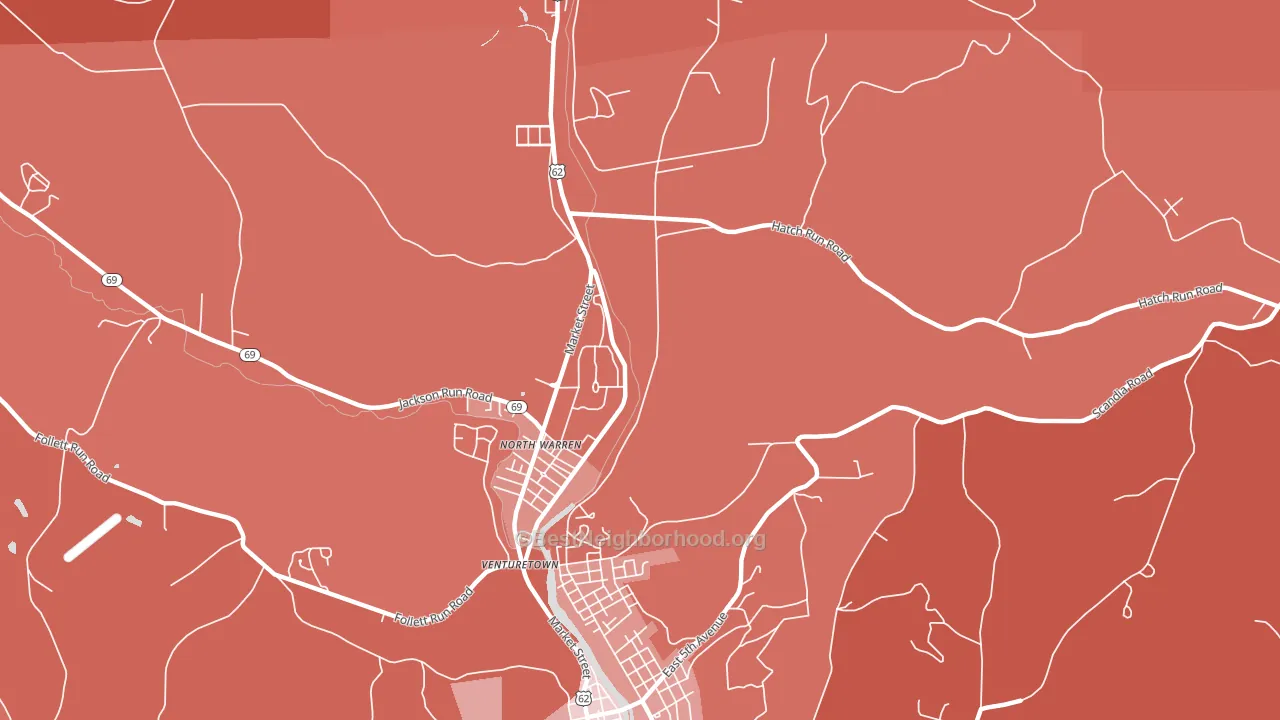 North Warren, PA block-group political-lean map