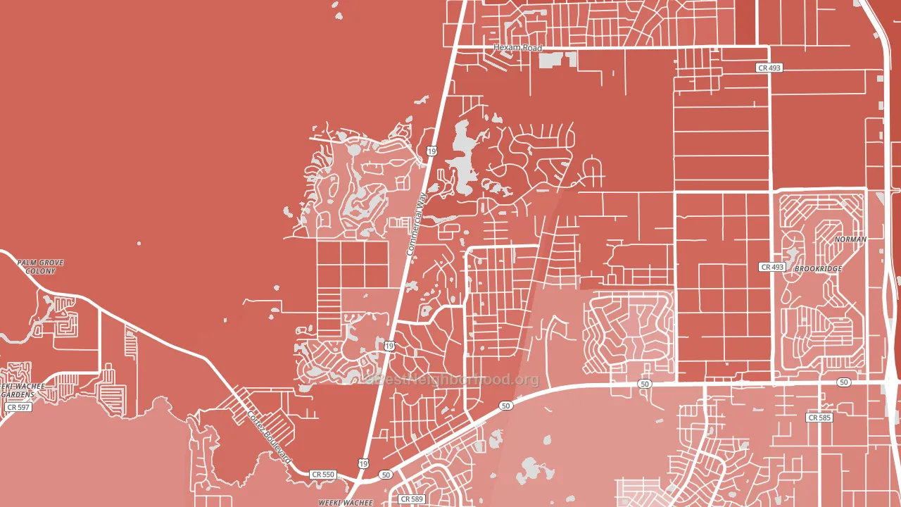 North Weeki Wachee, FL block-group political-lean map