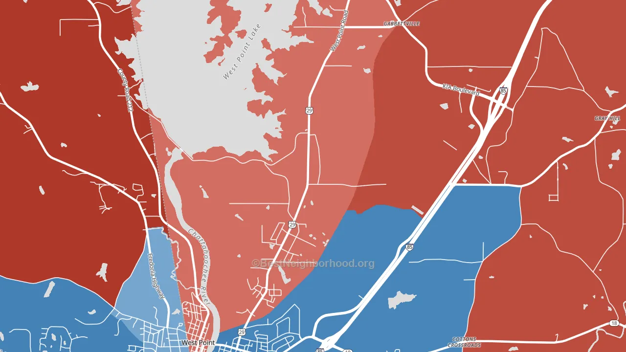 North West Point, GA block-group political-lean map