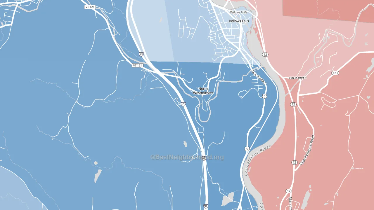 North Westminster, VT block-group political-lean map