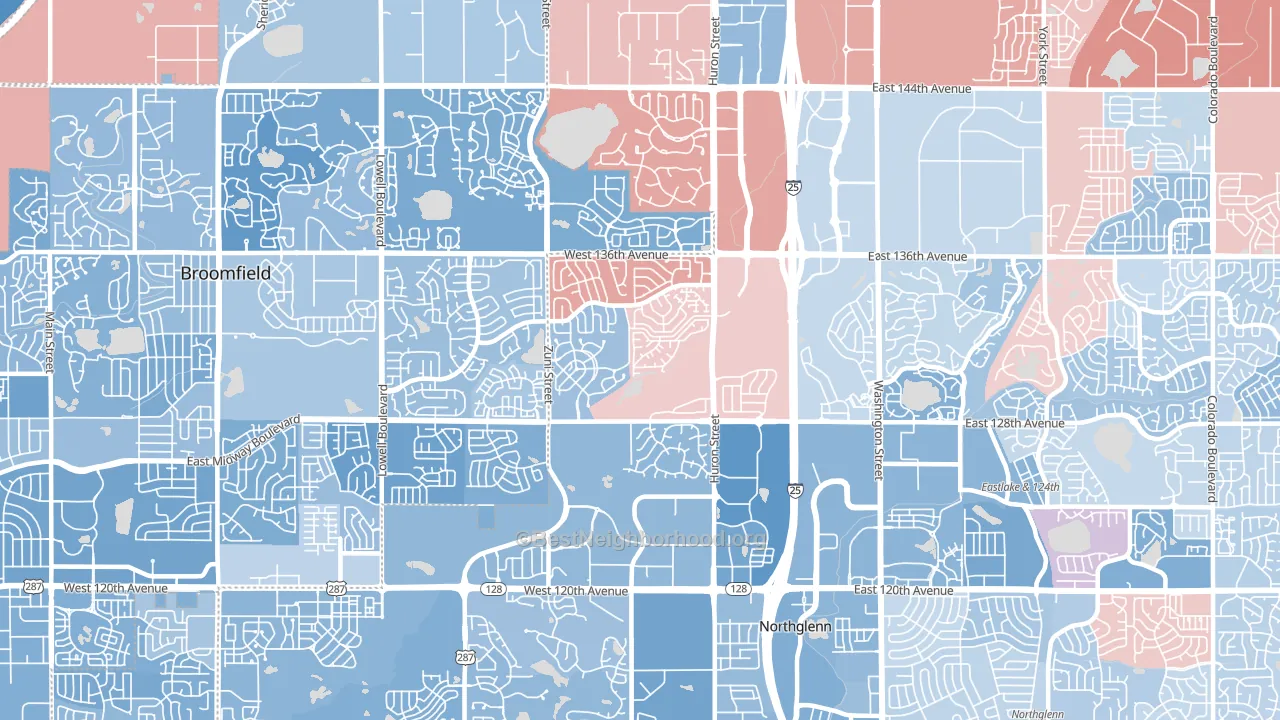 North Westminster, Westminster, CO block-group political-lean map
