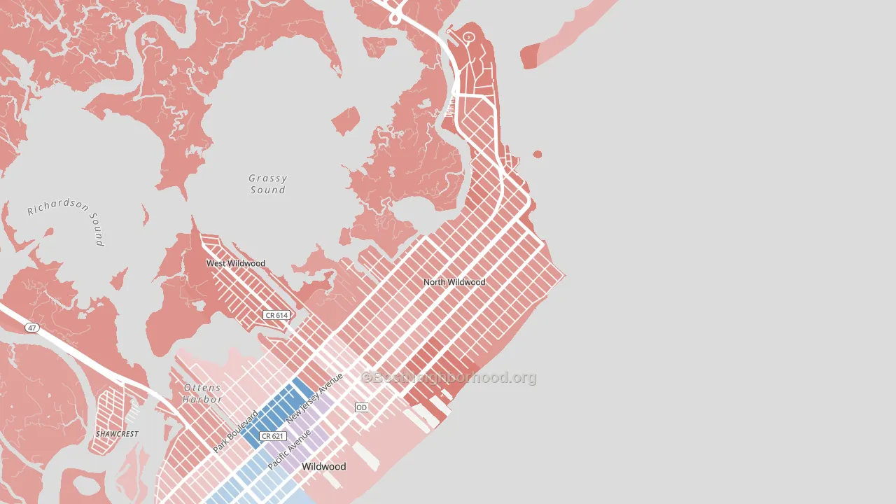 North Wildwood, NJ block-group political-lean map