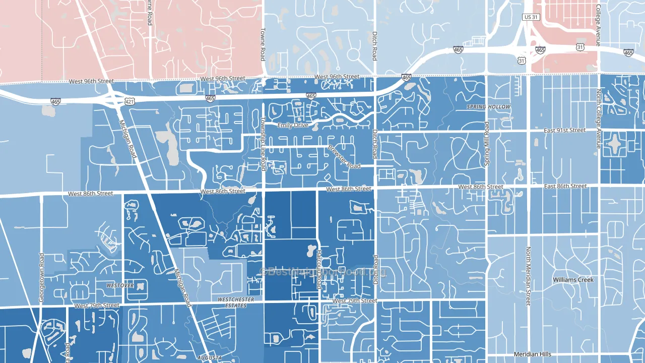 North Willow Farms, Indianapolis, IN block-group political-lean map