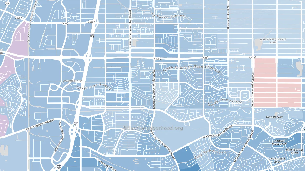 North Wyoming, Albuquerque, NM block-group political-lean map
