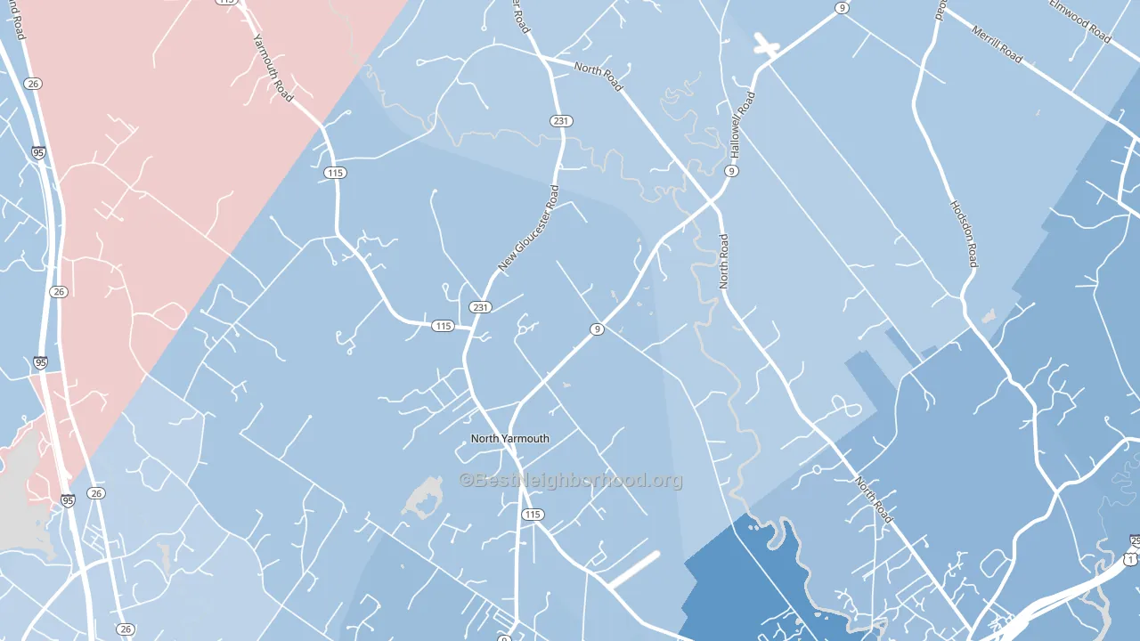 North Yarmouth, ME block-group political-lean map