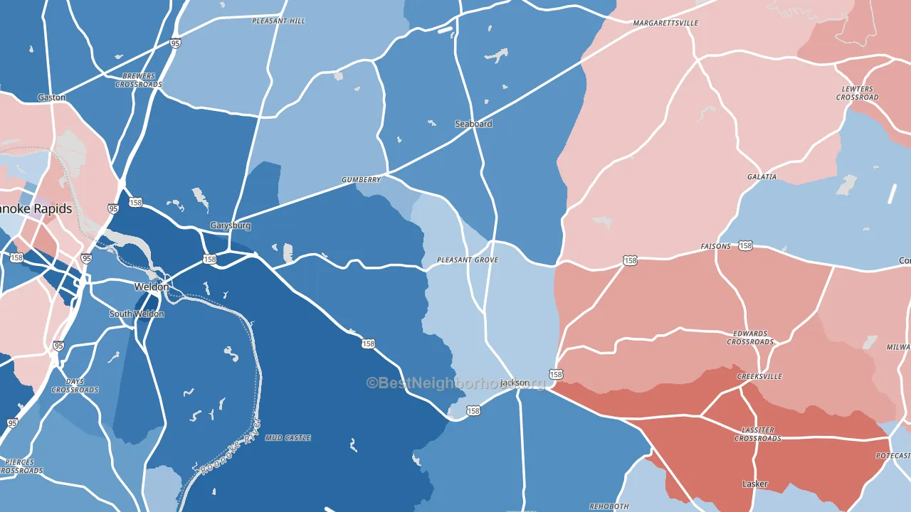 Northampton County, NC block-group political-lean map