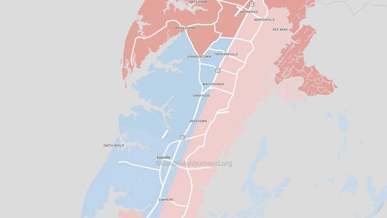 Northampton County, VA block-group political-lean map