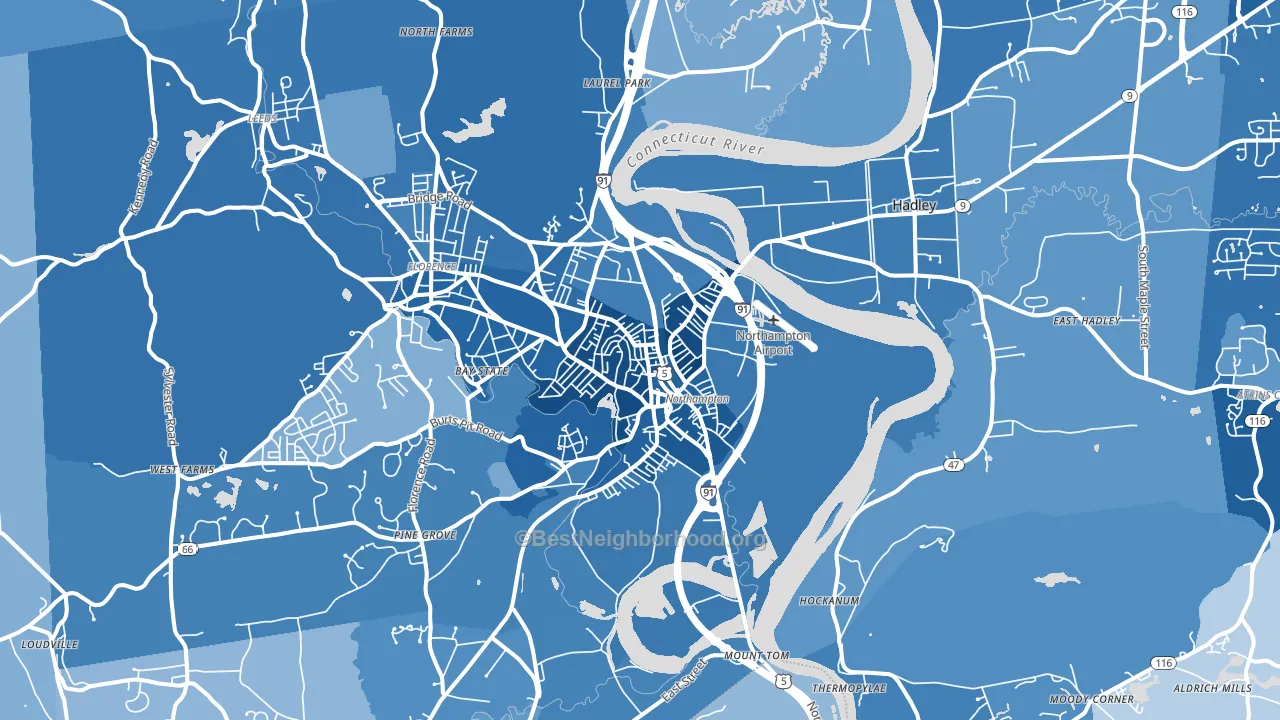 Northampton, MA block-group political-lean map