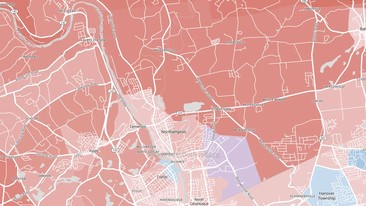 Northampton, PA block-group political-lean map