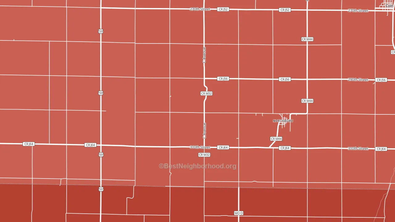 Northboro, IA block-group political-lean map