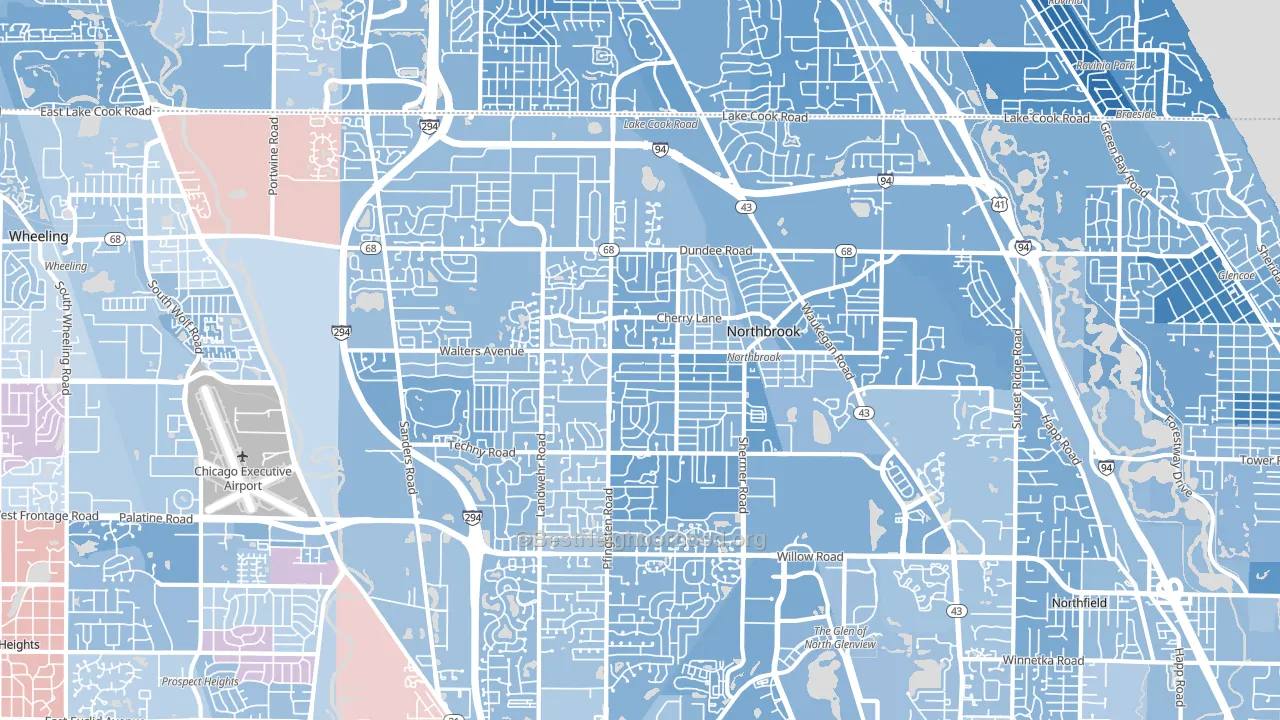 Northbrook, IL block-group political-lean map