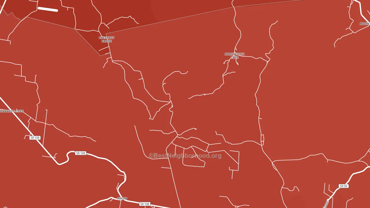 Northcutts Cove, TN block-group political-lean map