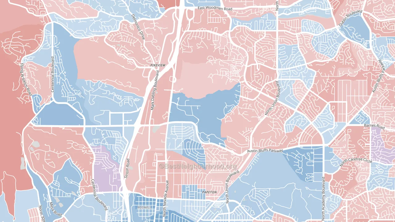 Northeast Colorado Springs, Colorado Springs, CO block-group political-lean map