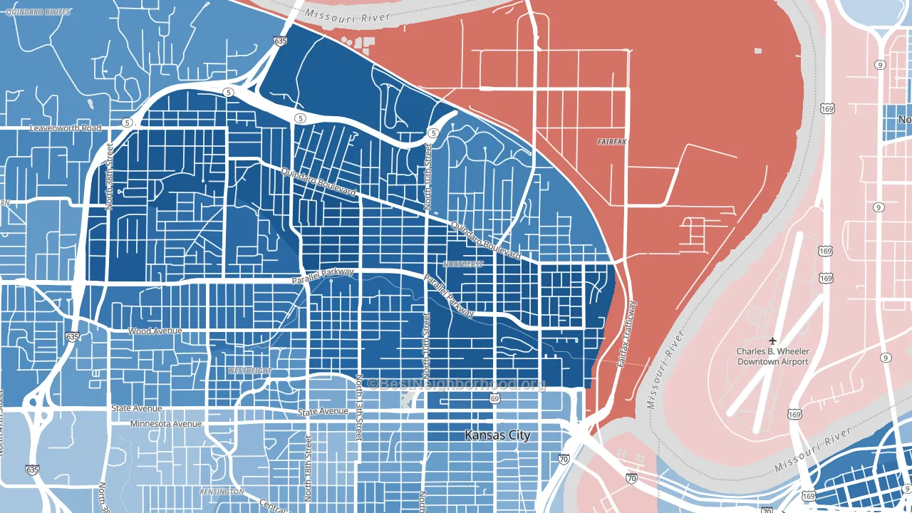 Northeast, Kansas City, KS block-group political-lean map