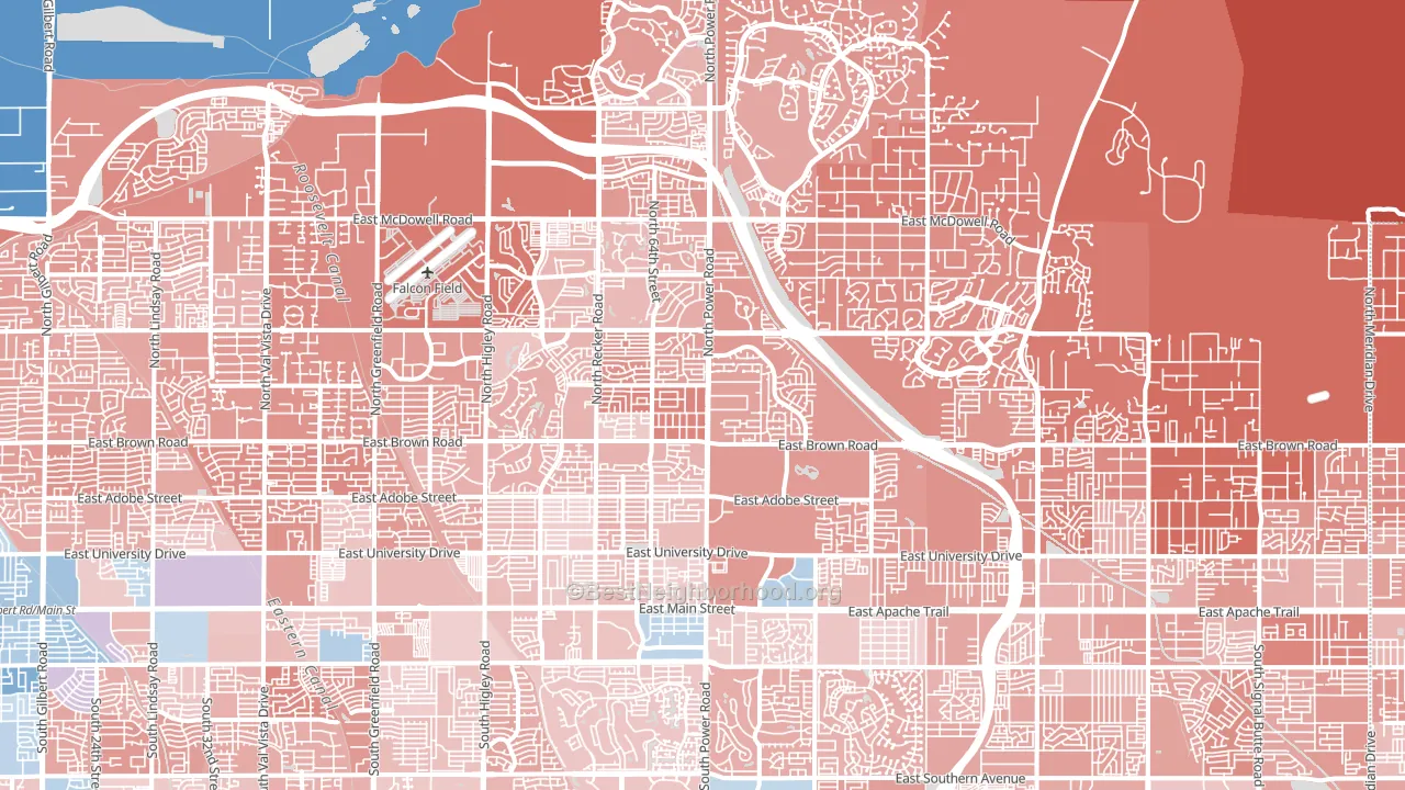 Northeast, Mesa, AZ block-group political-lean map
