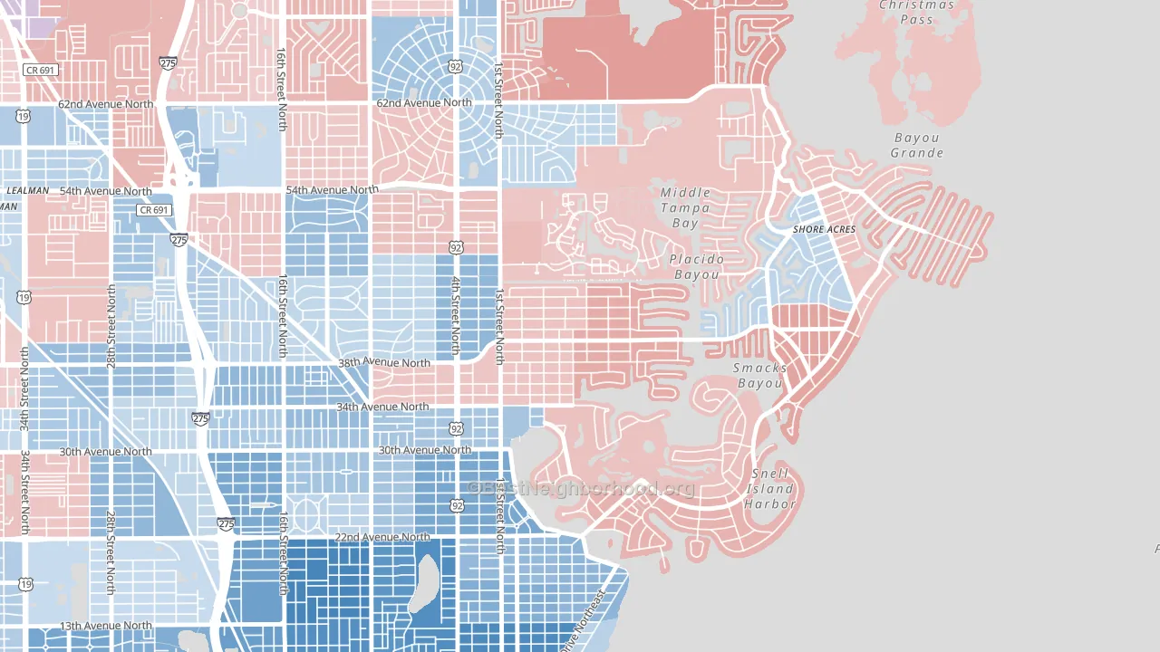 Northeast Park, St. Petersburg, FL block-group political-lean map