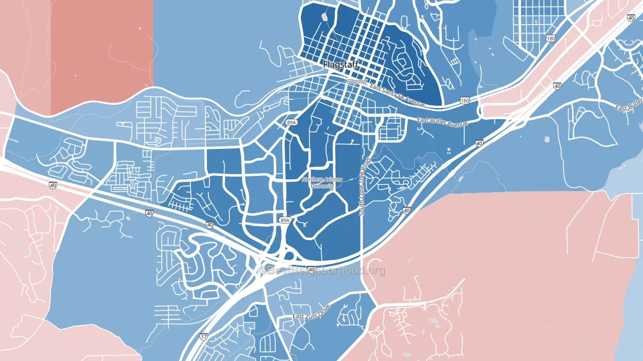 Northern Arizona University, Flagstaff, AZ block-group political-lean map