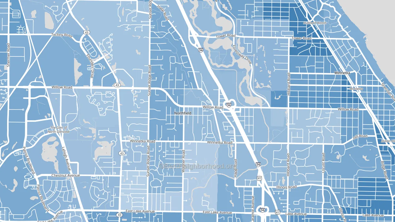 Northfield, IL block-group political-lean map