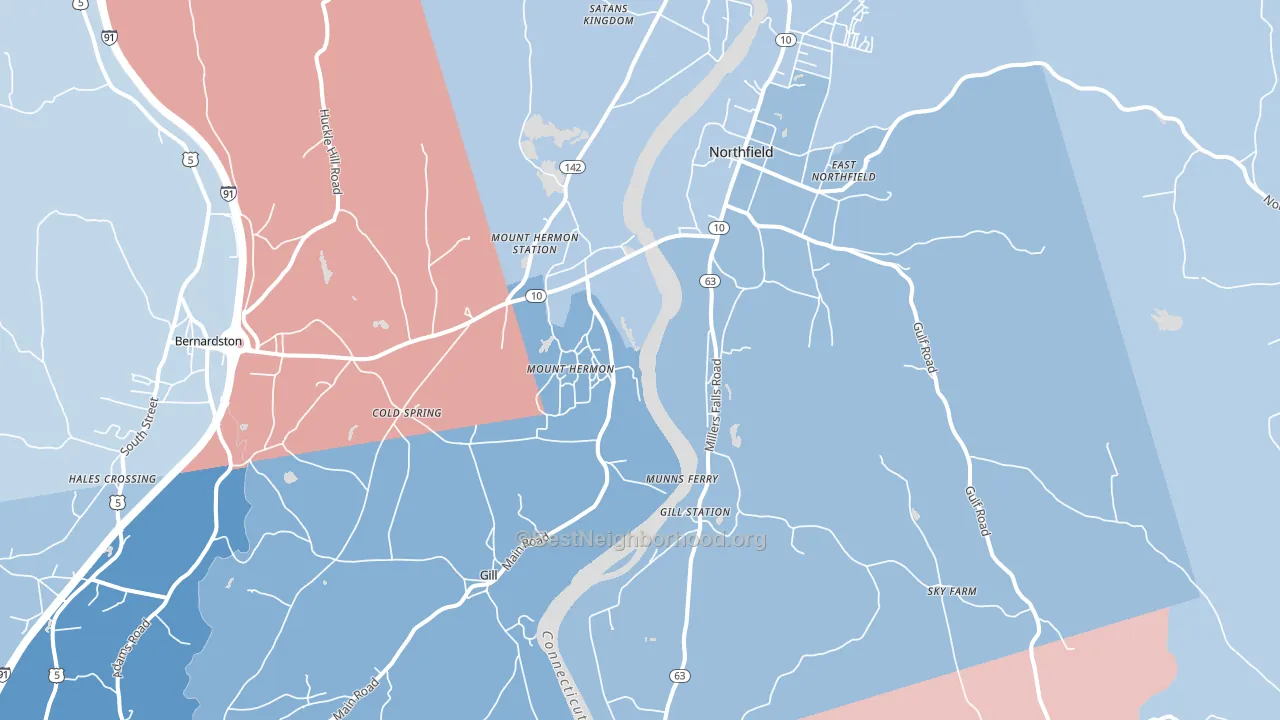 Northfield, MA block-group political-lean map